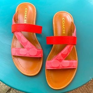 Leather pink and red Coach size 7 ladies sandals